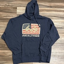 Realtree Men's Hoodie Pullover Sweatshirt American Flag Antlers Logo Sz. XL