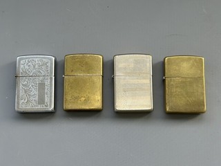 bundle 4 x Vintage Zippo lighters brass chrome in need of TLC spares or repair a