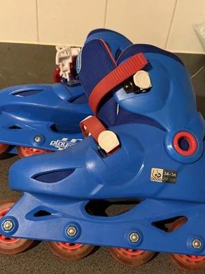 Oxelo Decathlon Kids Runner Roller Skates Size Junior 3 Blue Red Adjustable, EC - Image 1 of 4