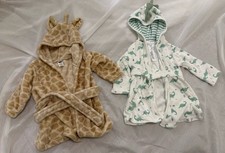 Carter's And HB Baby Bath Robe Giraffe  Dinosaur Print 0-9 months Set of 2 