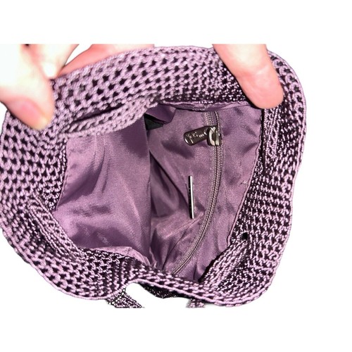 The Sak casual simple Small Plum crochet backpack bag with pockets - Picture 7 of 7