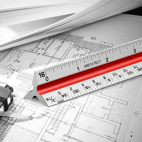 12" Architectural Scale Ruler Aluminum Architect Scale Triangular Scale Ruler... - Picture 4 of 8