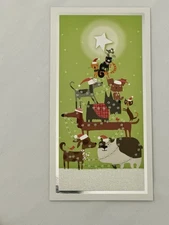 Dogs Cats Christmas Cards Glitter 12 Plus Envelopes Hallmark Holiday No Box