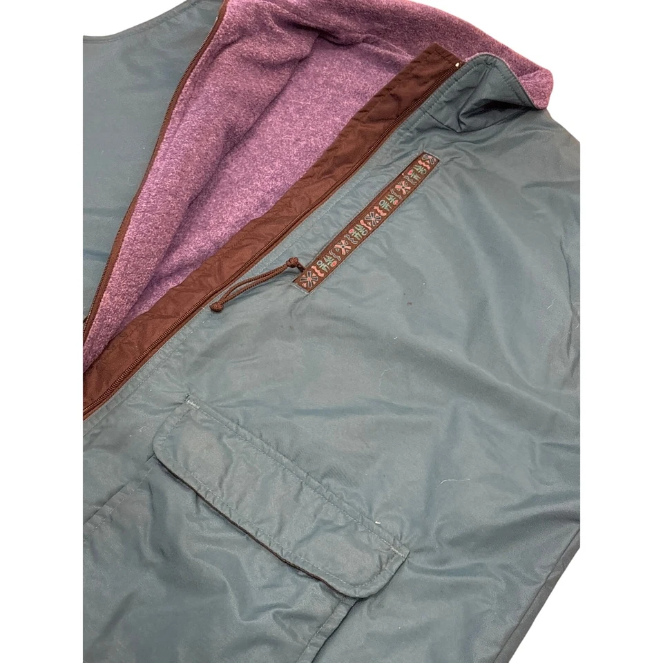 Vtg REI Teen XL 16-18 fleece lined vest retro teal purple 22x29 Aztec preppy  - Image 3 of 4
