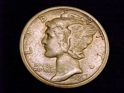 1917-S  Mercury Dime, Very Fine to Extra Fine Grade.