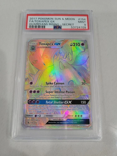 PSA 9 Pokemon Sun & Moom Guardians Rising Rainbow Toxapex GX 154/145