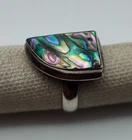 Vintage Green Purple Blue Abalone Shell Stones Sterling 925 Ring Size 6