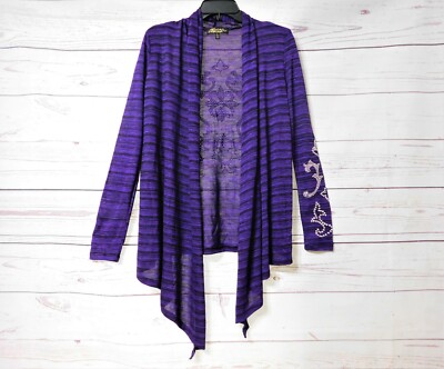 Pre-owned!  Absolutely Famous Women's Cardigan Sweater Striped, Purple, Size M