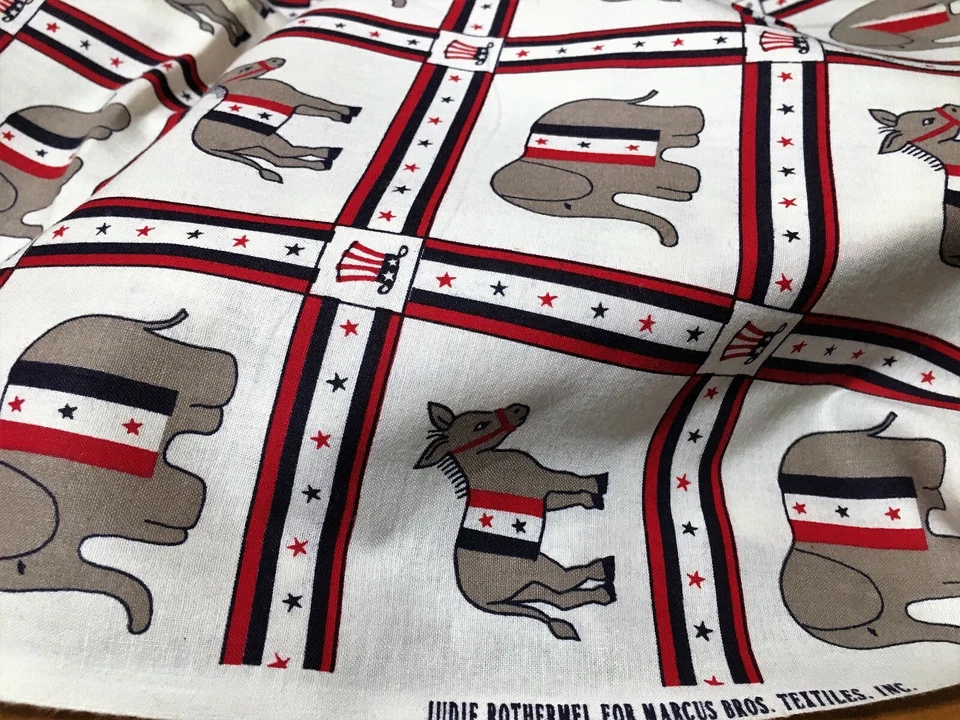 Tela Electoral Política Vintage Burro Demócrata Elefante Republicano Voto .97Yd Foto 4 de 4