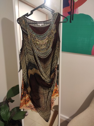 Camilla Layer Top 100% Silk Swarovski Crystal Size 1 Embellished Gems Tribal - Picture 2 of 11