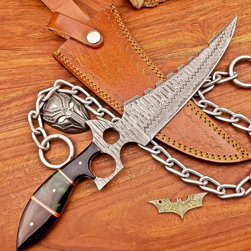 CUSTOM Handmade DAMASCUS STEEL KNIFE Hunting Knife Bowie KNIFE W/SHEATH IS-3178 - Picture 4 of 9