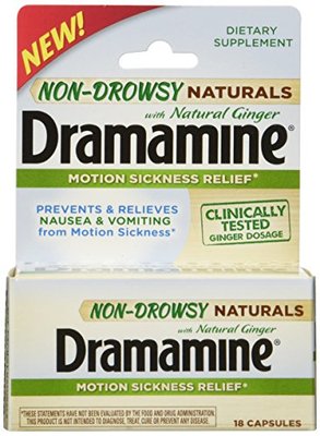 Dramamine Non Drowsy Naturals With Natural Ginger 18 Capsules Each