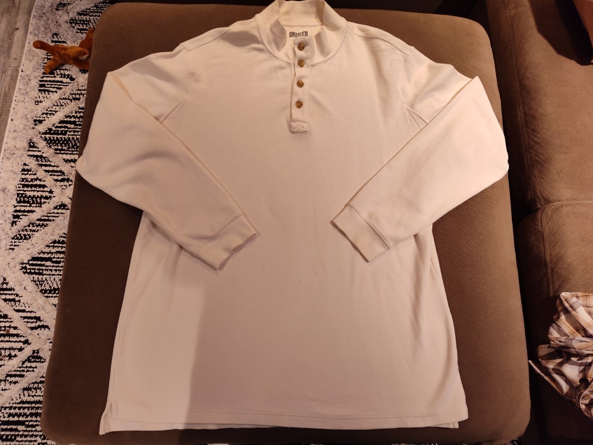 Duluth Trading Men Burly Button Mock Neck Thermal Henley Waffle Shirt Trim  Fit