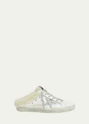 GOLDEN GOOSE Sabot Superstar White Silver Shearling Low Top