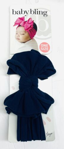 New Baby Bling Navy Knot Bow Headband Made In USA - Afbeelding 1 van 1