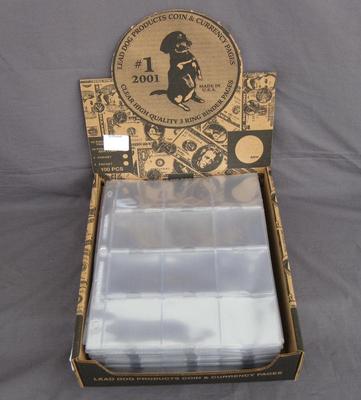 (10) 12 Pocket Binder Pages for 2.5 x 2.5 Coin Holder Flips Heavy Duty Vinyl