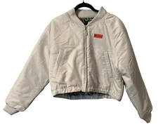 Ethika White Bomber Jacket With Orange Detachable Strap & Camo Lining M