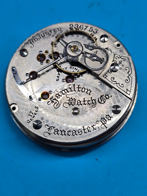 18 SIZE 17 JEWEL HAMILTON GRADE 936 MODEL 1 OPEN FACE  POCKET WATCH PARTS