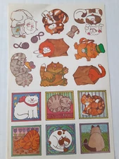 Large sheet Jumbo cat  Kitty stickers vintage 1984 Made By Current unused mint