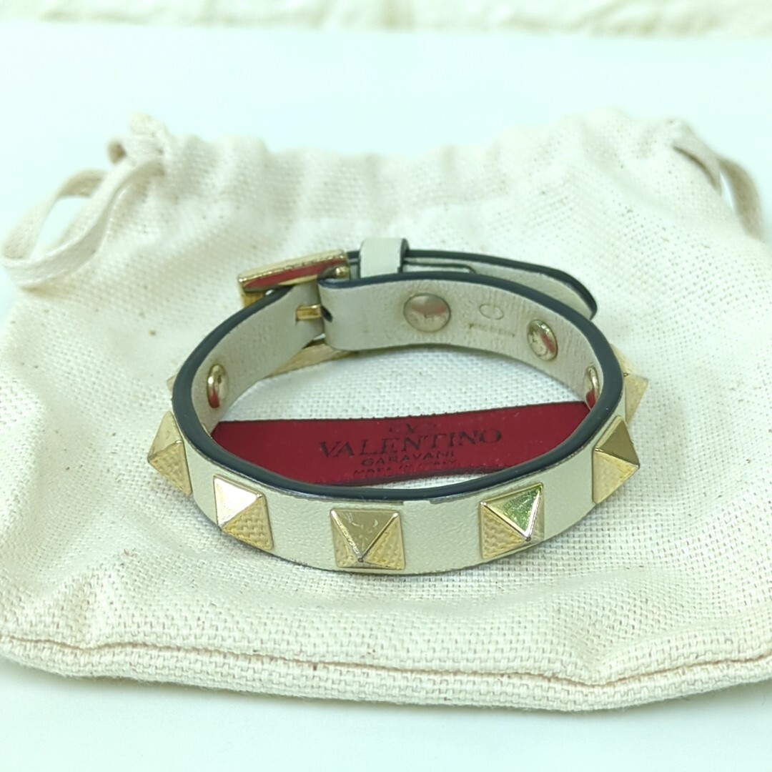 【関税&送料込】Valentino Garavani Bracciale Valentino Garavani Stud Bracelet Leather White Made in Italy