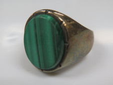 Vintage Taxco Mexico TH-107 .925 Sterling Silver Malachite Ring 17.8gr 9 3/4