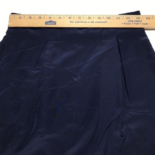 Tahari Skirt Womens Size 8 Navy Blue Straight Pencil Midi 100% Silk Rear Zip - Picture 10 of 12
