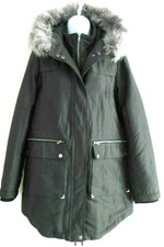 Label Lab Coat With Faux-fur Trim Hood- Dark Khaki- Fits A Size-14