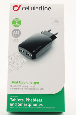 Cellularline USB Netz-Ladegerät Dual 2 USB Smartphone Handy Tablet iPhone 353