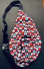 Ambry Sling Bag Crossbody Shoulder Hiking Backpack Pink White Blue Geometric