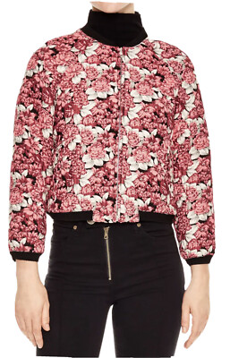NEW Sandro Jacket Women Size Small Floral Evora Jacquard Full Zip Pink Multi