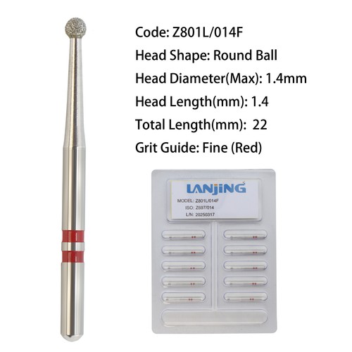 Dental Diamond Burs FG Zirconia Cutting Round End Taper Cylinder Football Ball - Picture 12 of 162