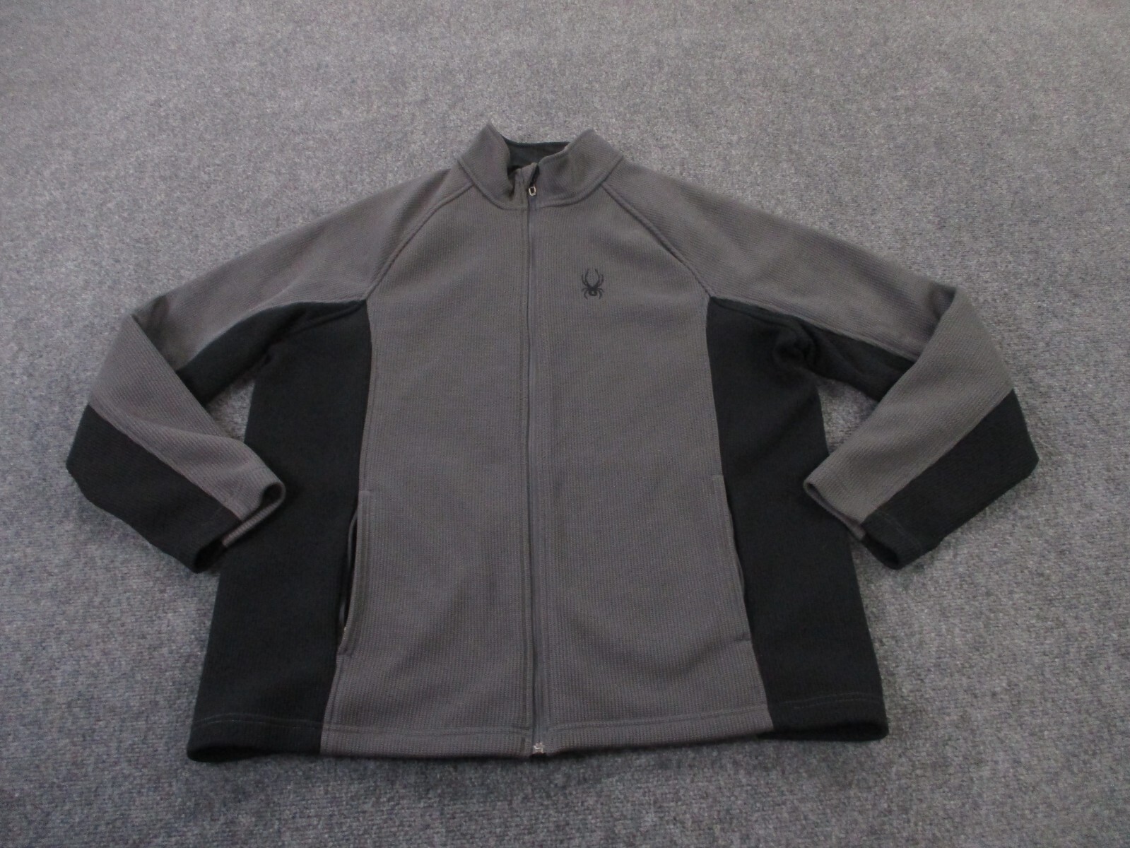 Spyder Jacket Mens XL Gray Hiking Logo Outdoors Sweater Grid Heavy Coat Track