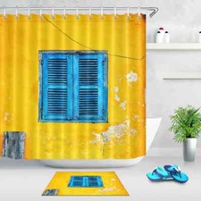 Blue Windows Waterproof Bathroom Polyester Shower Curtain Liner Water Resistant