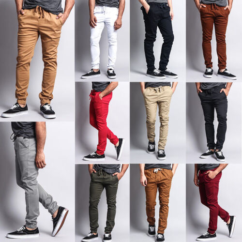 Victorious Men's Elastic Waist Trousers Twill Skinny Joggers Pants  - JG876-JJ1F - Picture 1 of 62