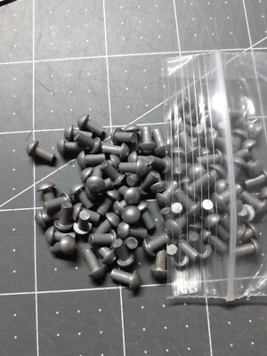 100 1/8'' x 1/4''  Solid Steel Round Head Rivets Steampunk Blacksmith armor