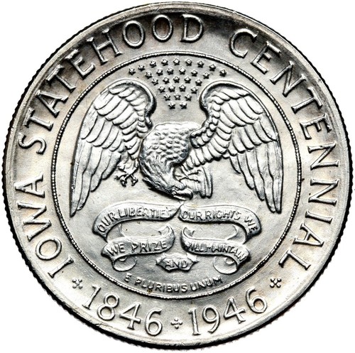 USA 1/2 Dollar Coin 1946 IOWA STATEHOOD CENTENNIAL Silver Condition! - Picture 1 of 2