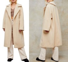 Nordstrom Topshop Ivory Plush Textured Long Coat Xs Nwot $250 Oversized