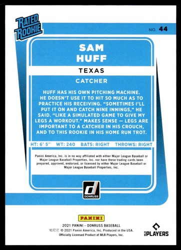2021 DONRUSS RATED ROOKIE RED FOIL /2021 SAM HUFF R42 - Picture 2 of 2