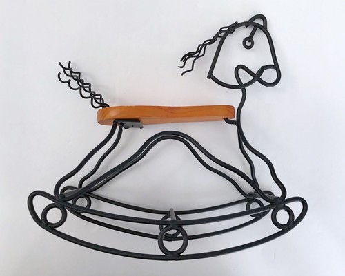 Small Doll Display Rocking Horse Black Wrought Iron/Wire - Length 9” - Bild 5 von 6