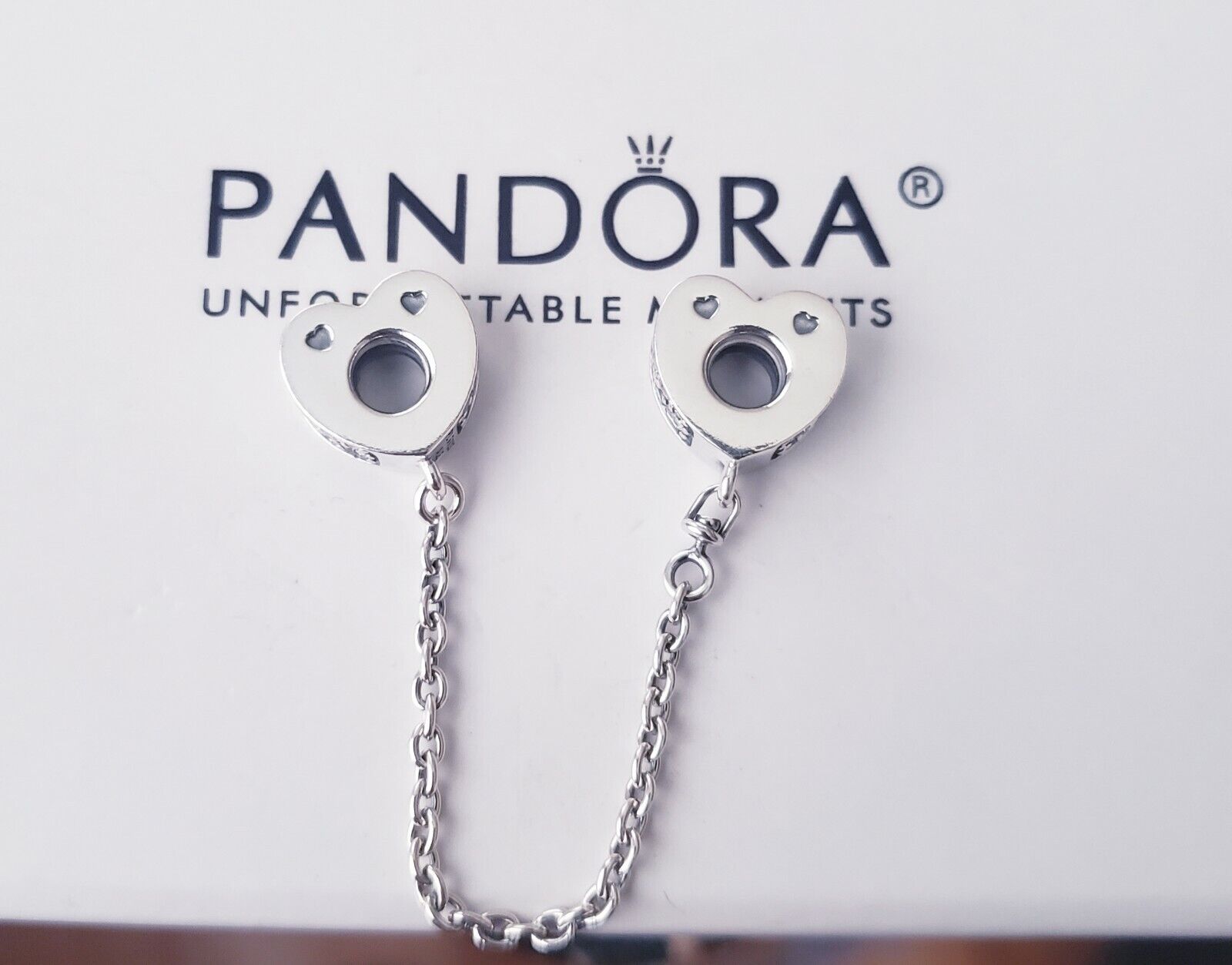 Authentic Pandora Sparkling Arcs of Love Safety Chain | eBay