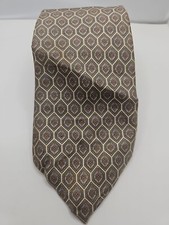 Vintage Liberty Of London Tie Silk Beige Blue Geometric USA Made Tie 3W 55L