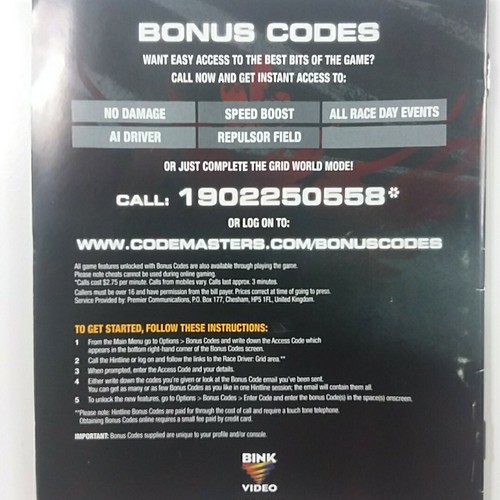 Racedriver Grid Instruction Manual only PS3 Sony - Picture 2 of 6