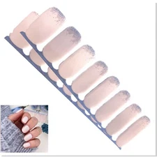 Jaysea Arts Nail Wraps Beige - Color Silver Reverse French Tip Polish Art - B4G1