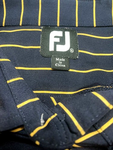 Men's Footjoy X-Large Navy & Gold Striped Performance Polo Shirt FJ Golf Casual - Picture 9 of 10
