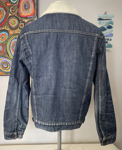 Tommy Hilfiger Denim Sherpa Jacket Men's Large Blue Lined Biker Western Trucker - Picture 3 of 8