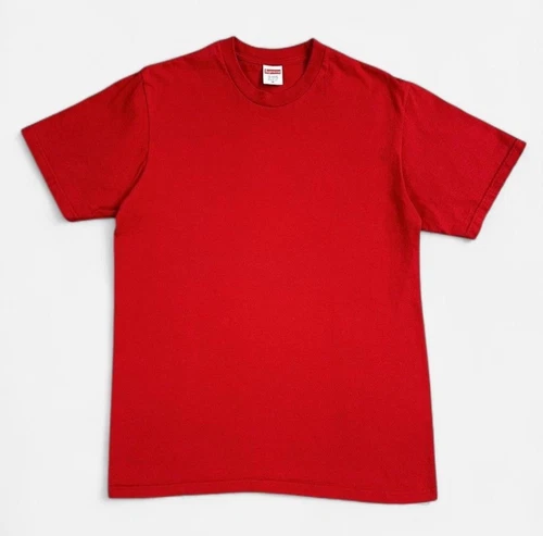 Taille L T shirt homme Supreme rouge pré rétréci 100% coton