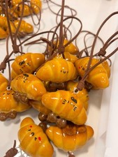 Croissant Animation Clip-On Resin Keychain Brown Yellow Cute Character