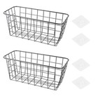2pcs Iron Storage Baskets Iron Storage Holders for Kitchen Home (Black)