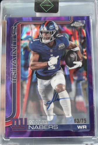 2025 Topps Chrome - Autographs Malik Nabers #BA-MN Purple Refractor /75 (AU)
