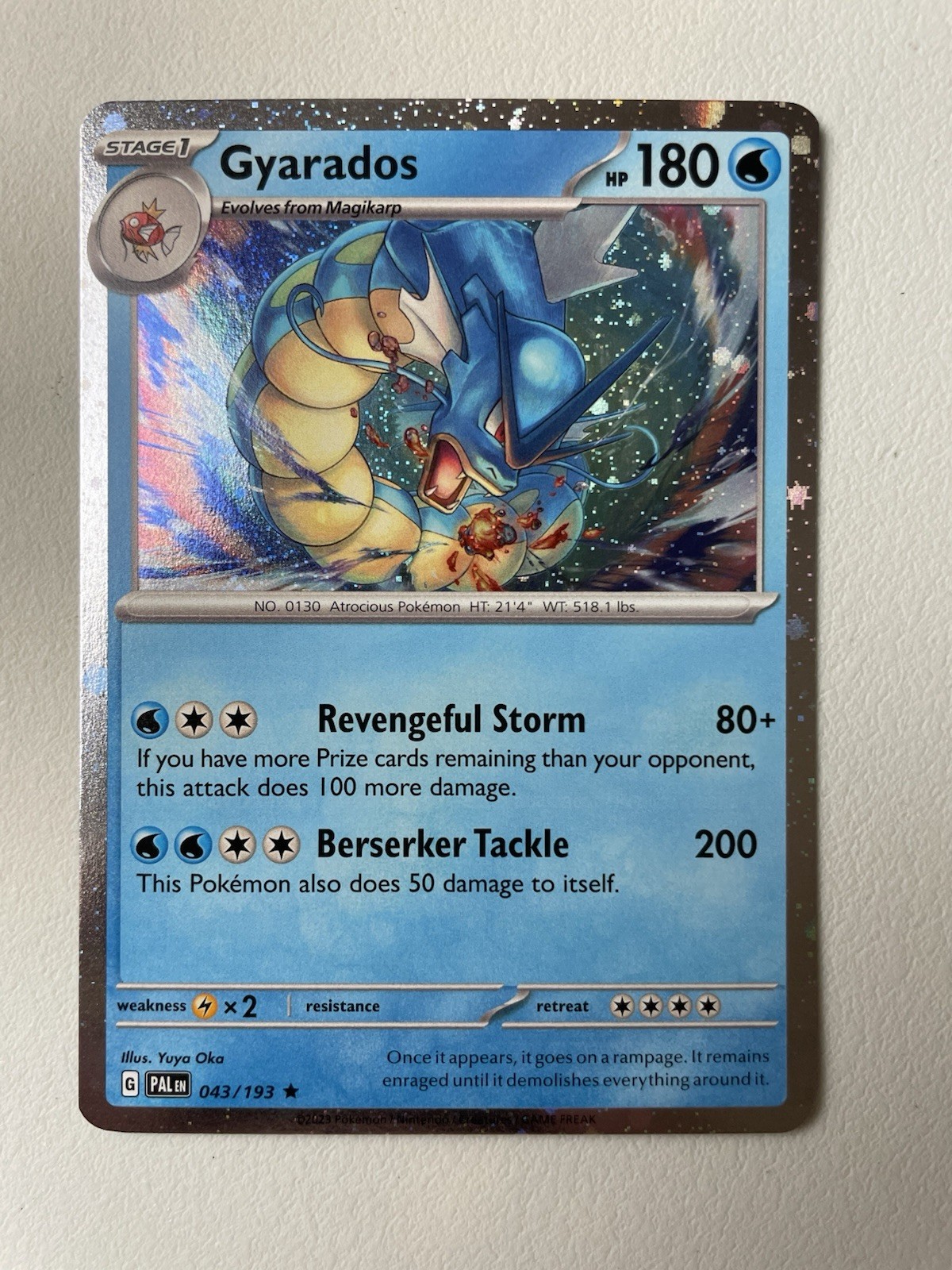 Pokemon TCG Gyarados Sv02 Paldea Evolved 043/193 Cosmos Holo Rare NM/M